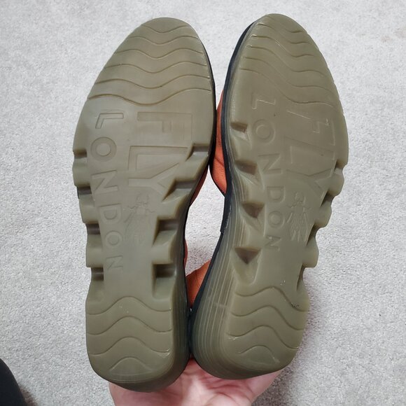 FLY LONDON Yake Ankle Strap Wedge Shoes Heels Leather Poppy Orange Women's 38 - Picture 7 of 13